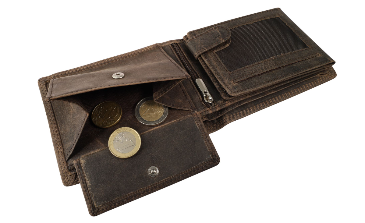 Akzent Leder Geldbörse RFID Echtleder Portemonnaie Geldbeutel Jäger Braun 22