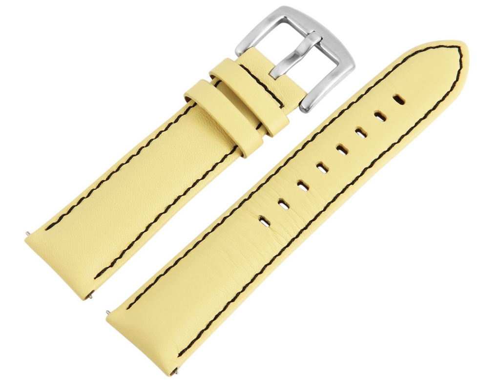 Steinmeister Uhrenarmband Echtleder Armband gelb schwarze Naht 22 mm0