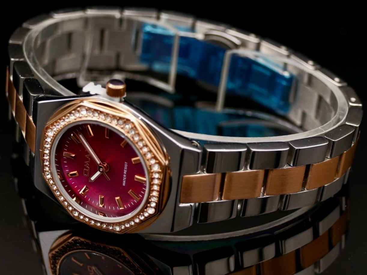 Mega Edle Omax Damen Armband Uhr  Damenuhr Strass IP Veredelt  NEU1