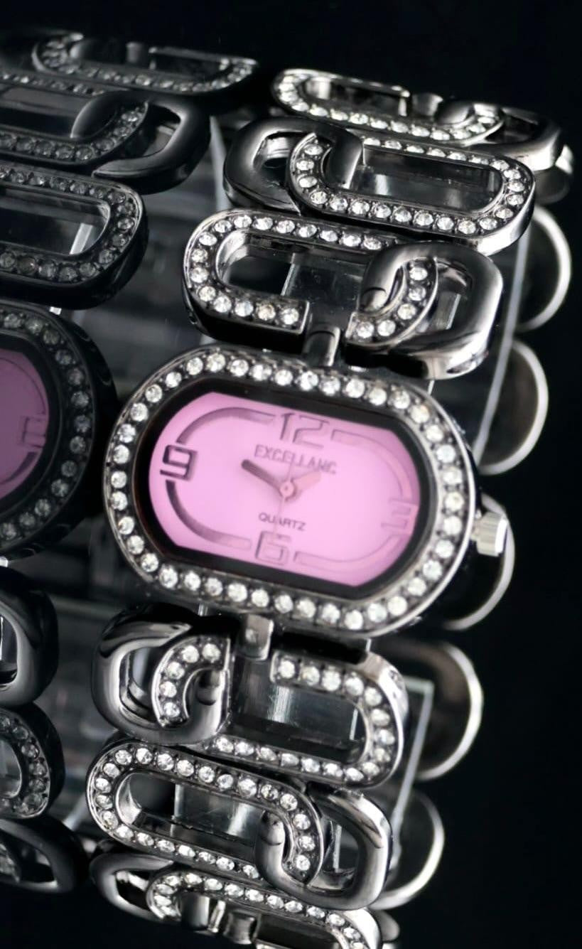 Excellanc Damen Frauen Armband Uhr Rosa Silber Farben Damenuhr Kettenarmband0