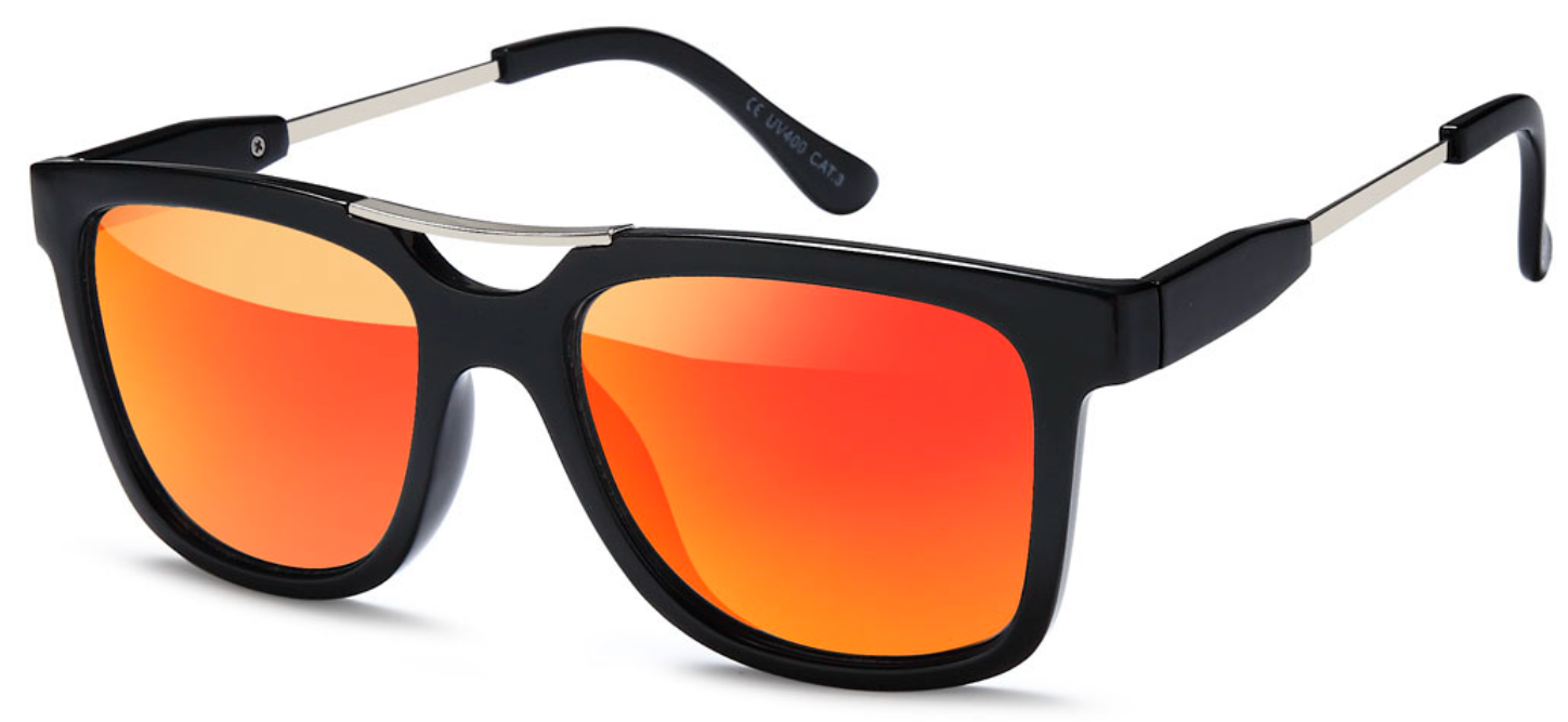 Gil Design Sonnenbrille Damen Herren UV400 Schutz Schwarz Orange getönt Neu Etui2