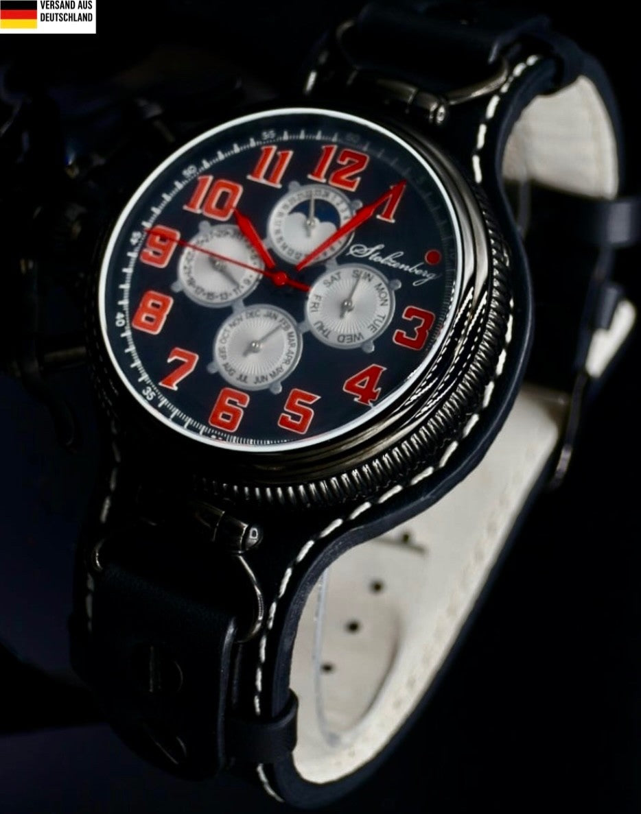 Stolzenberg Automatik Herren Männer Armband Uhr Vollkalender 24 Stundenanzeige0