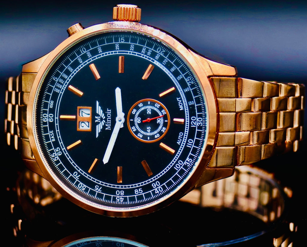 Mega Edle Herren Uhr Automatikuhr Armbanduhr Minoir Herrenuhr mit Datumsanzeige1