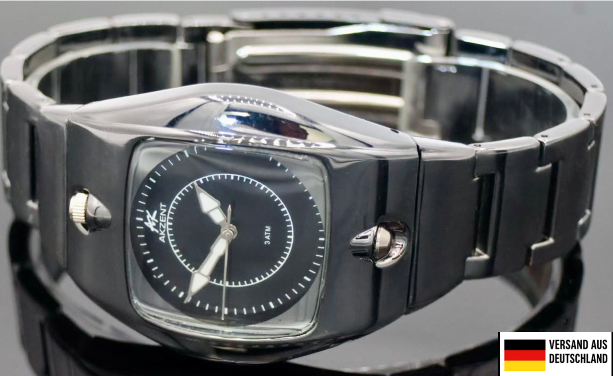 Akzent Herren Männer Armband Uhr  im Keramik-Design Analog0