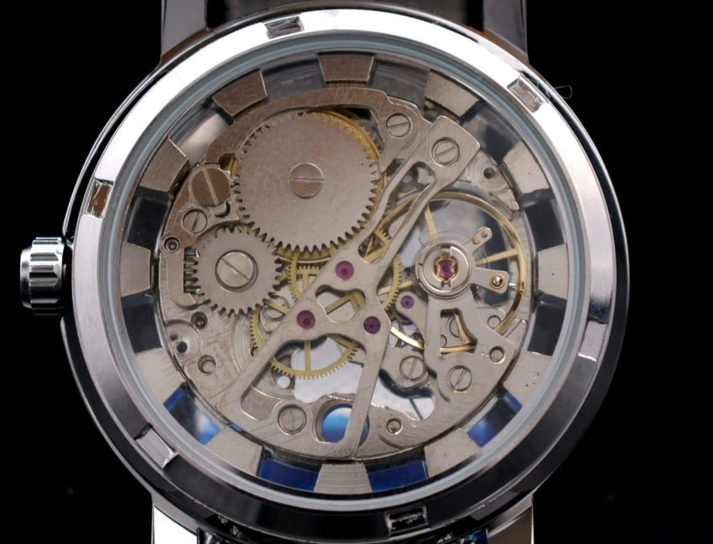 T-Winner Herren Automatikuhr Mechanisch Skelett Uhr Silber Farben Melanaise-Band3