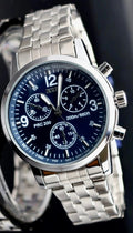 SKM Herren Männer Uhr Armbanduhr Blau Silber Farben Chrono Look Edelstahl 40mm0