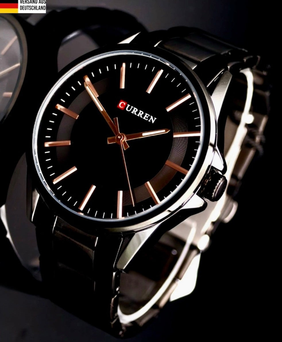 Mega Edle Herren Männer Armband Uhr Rosé Schwarz Farben Herrenuhr Keramik Look0