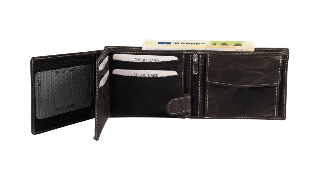 Akzent Unisex Synthetikleder Geldbörse Portemonnaie Geldbeutel dunkelbraun NEU1