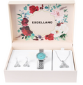 Excellanc Damen Geschenkset Armbanduhr Halskette und Ohrringe Silber Blau Farben0