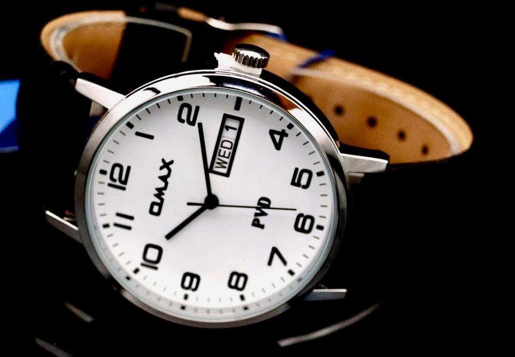 Omax Herren Armband Uhr Herrenuhr Datum Flaches Design SLIM IP Veredelt Slim *1