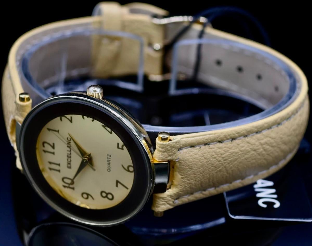 Edle Excellanc Damen Frauen Armband  Gelb Farben Damenuhr Mineralglas Slim Neu1