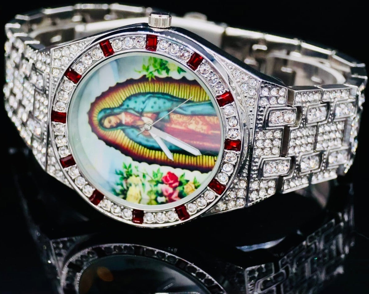 Kingstar Herren Armband Herren Uhr Silber Farben Strass Neu1