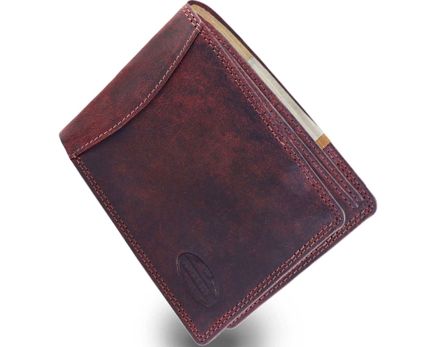 Akzent Ziegen Leder Geldbörse Echtleder Portemonnaie Geldbeutel 12X10CM Bordeaux3