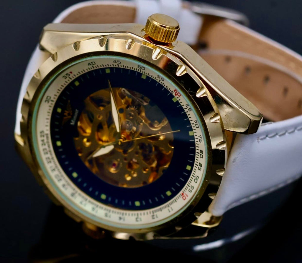 XXL Minoir Automatik Armbanduhr Herrenuhr mit offener Unruh und Glasboden TOP*1