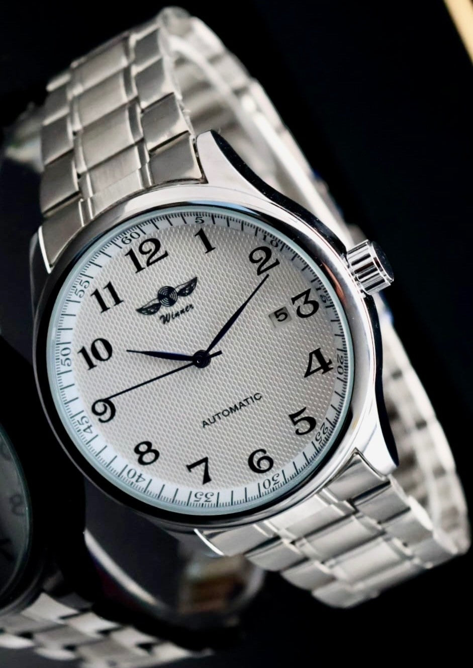 WINNER - HERREN - AUTOMATIK - UHR - DATUM - WEISS / SILBER - 42MM1