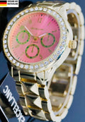 Excellanc  Damen  Armband Uhr Rosa Gold Farben Damenuhr Strass Chrono-Look0