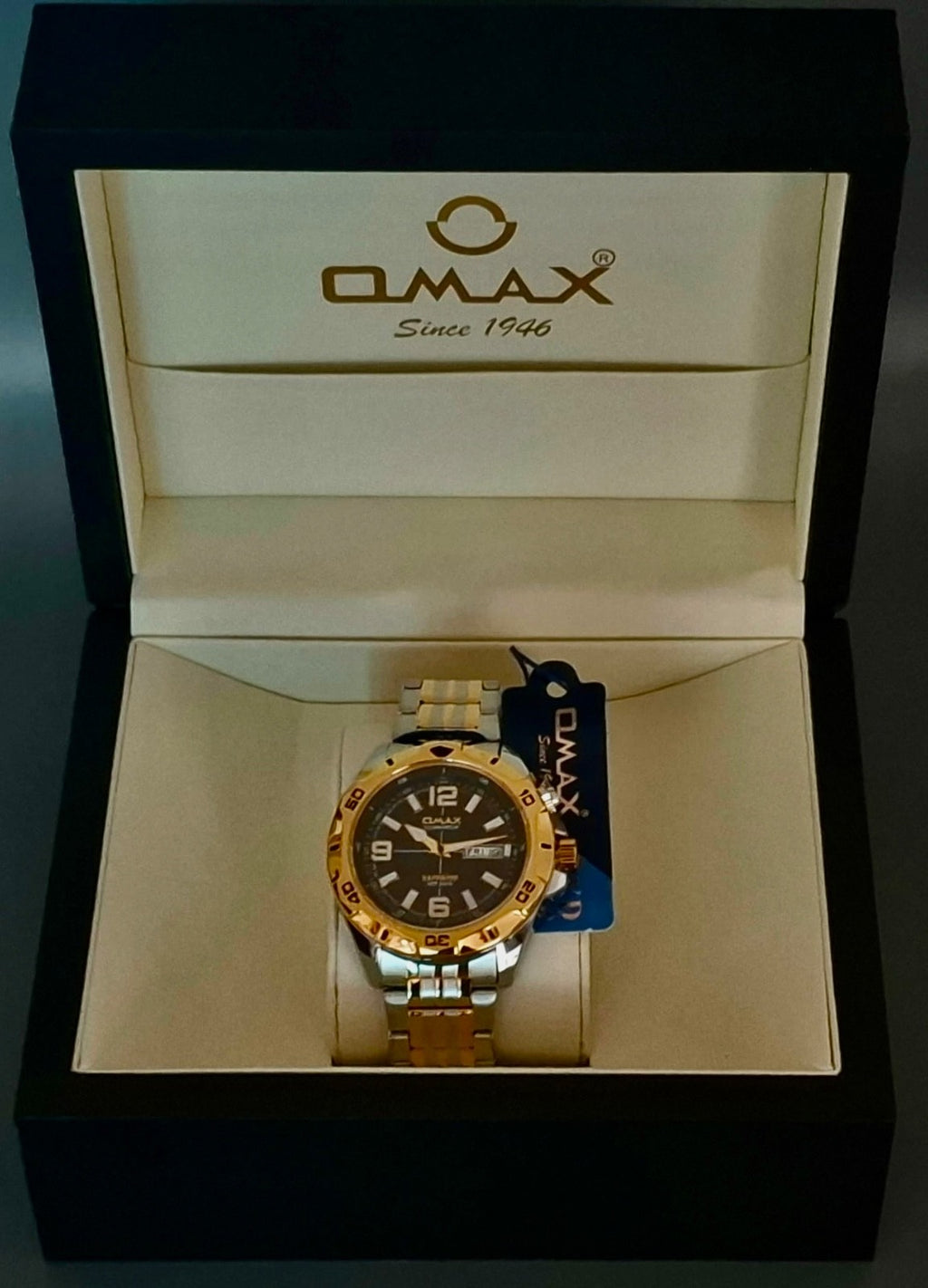 Omax Sapphire ILLUMINATOR   Herren Armband Uhr IP Veredelt Bicolor NEU mit Box3