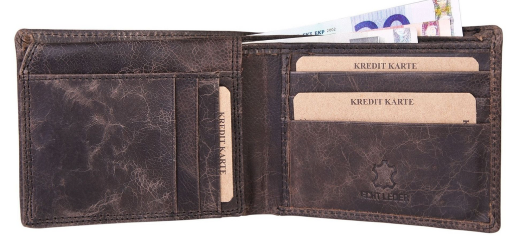 Akzent Leder Geldbörse RFID Schutz Echtleder Portemonnaie Geldbeutel Querformat"2