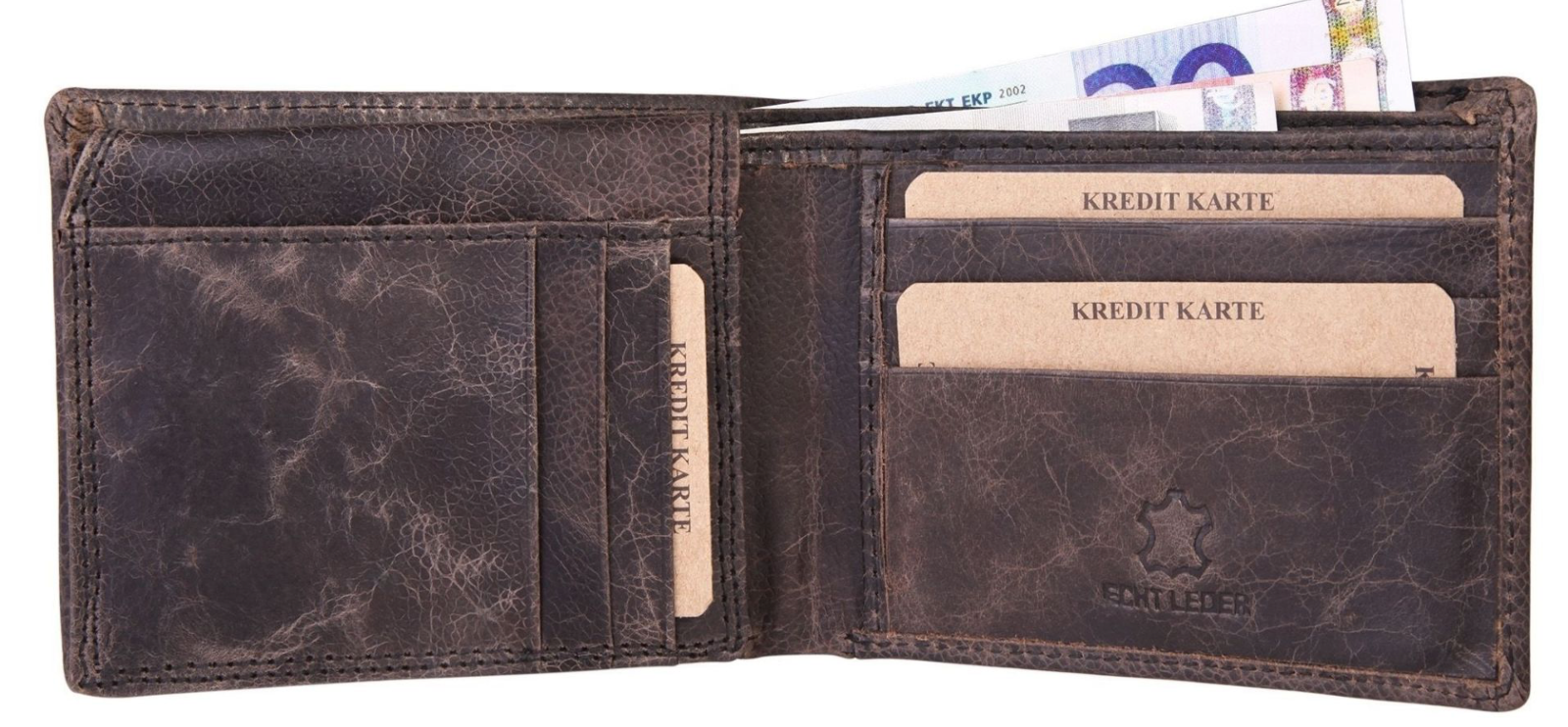 Akzent Leder Geldbörse RFID Schutz Echtleder Portemonnaie Geldbeutel Querformat"2