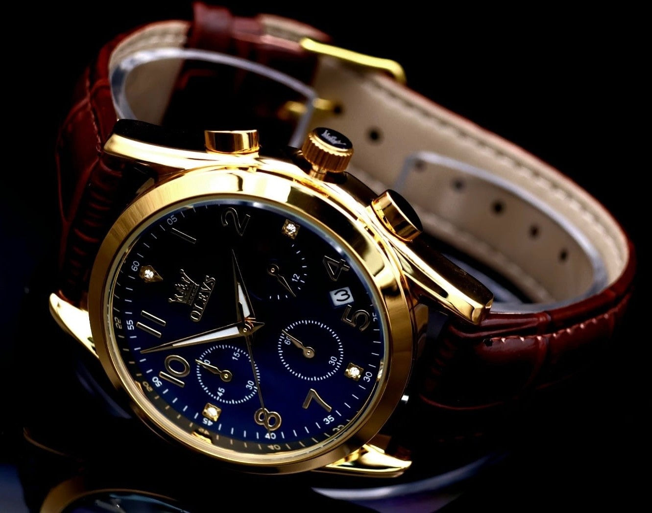 Edle Herren Männer Armband Uhr Chronograph Stoppuhr Datum NEU * 261