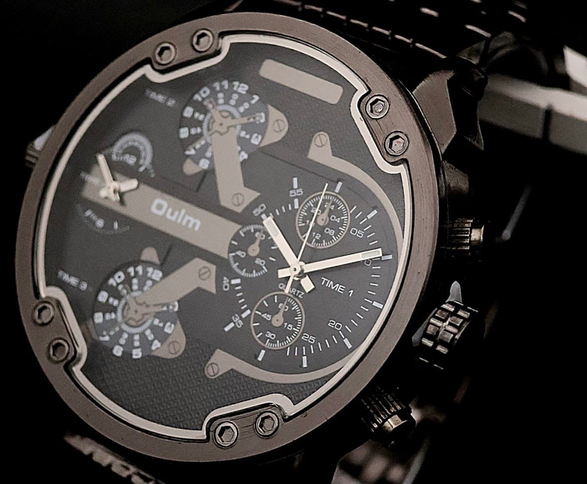 XXL Monster Watch Herren Armband Uhr  Dual Timer  Keramik Design Chrono Look *1