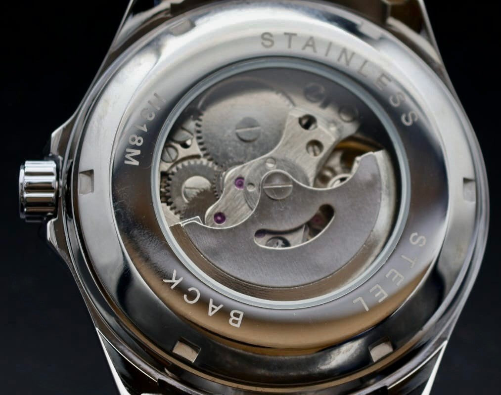 T-Winner Herren Automatikuhr Silber Mechanisch Skelett Uhr Edelstahl Luxus Datum3