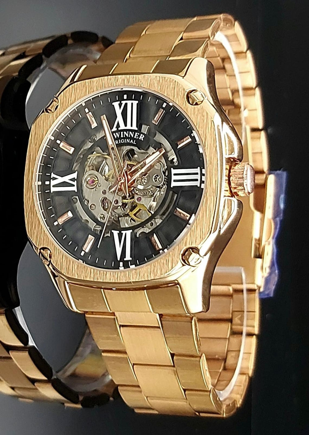 T-WINNER  - HERREN - AUTOMATIK - UHR - SCHWARZ / ROSÉ - SKELETTUHR - EDELSTAHL0