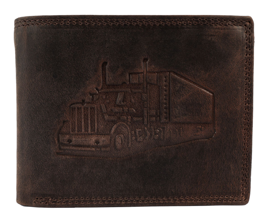 Akzent Leder Geldbörse RFID Schutz Echtleder Portemonnaie Geldbeutel Truck Braun0