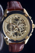FORSINING - HERREN - AUTOMATIK - UHR -  LEDER- SKELETTUHR - 46MM - GOLD / BRAUN0