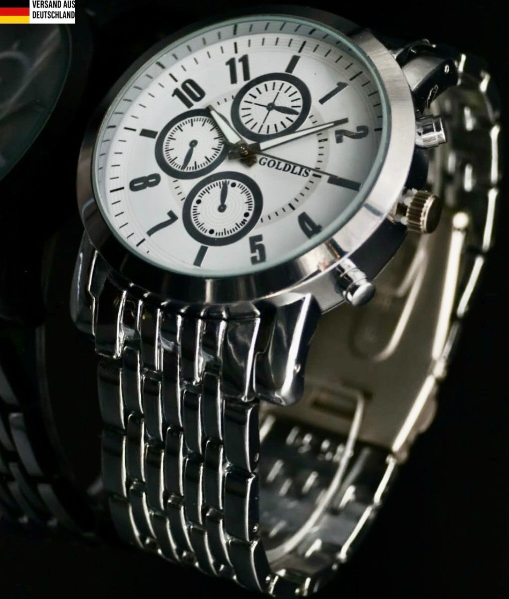 Mega Edle Herren Armband Männer Uhr Analog Quarz * NEU * 550