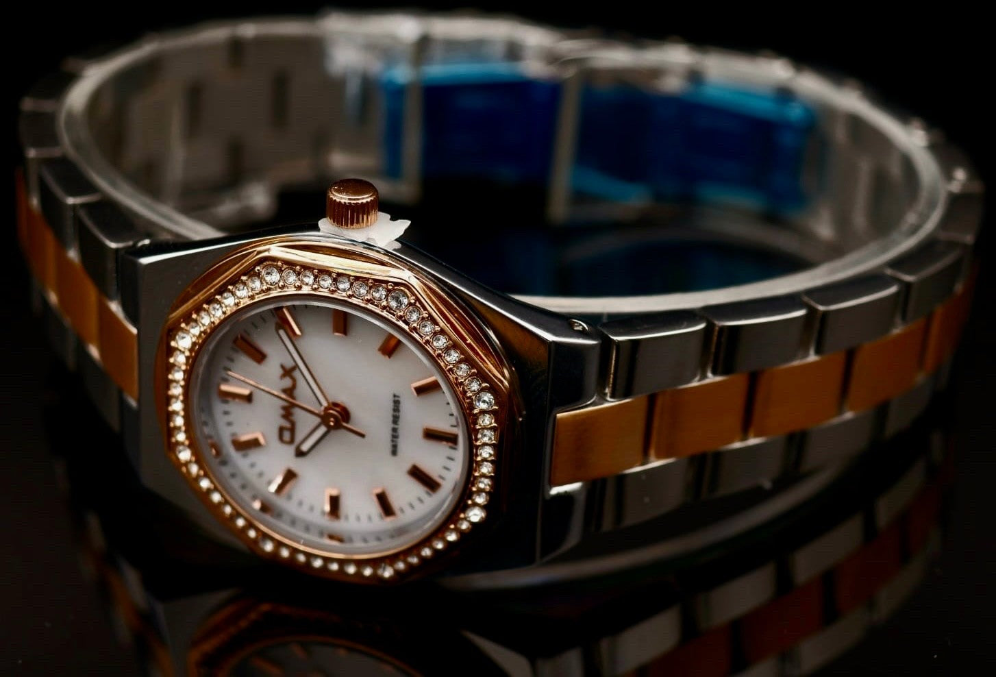 Edle Omax Damen Armband Uhr  Damenuhr Strass IP Veredelt  NEU *0