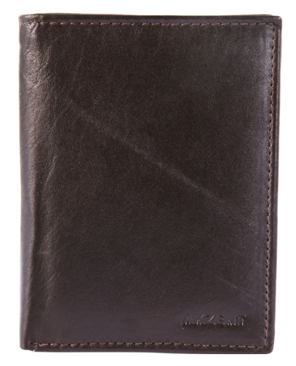 Akzent Unisex Leder Portemonnaie Geldbeutel Portmonee Echtleder Dunkelbraun0