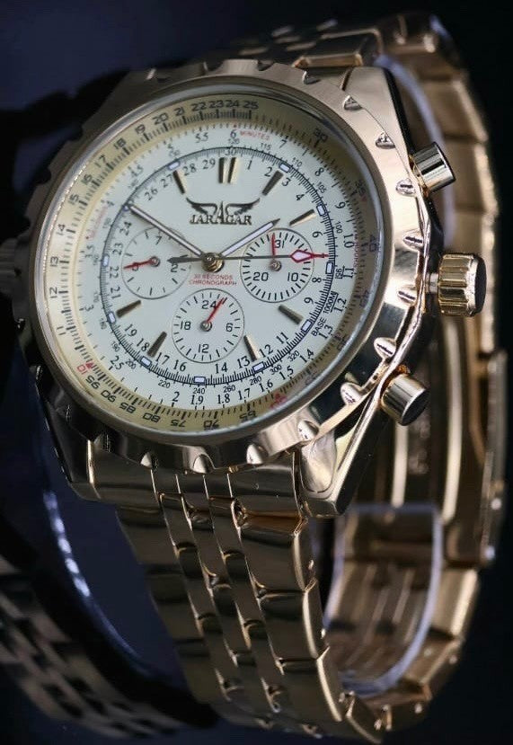 Mega Edle XL Automatik Herren Männer Armband Automatikuhr Herrenuhr Gold Farben0