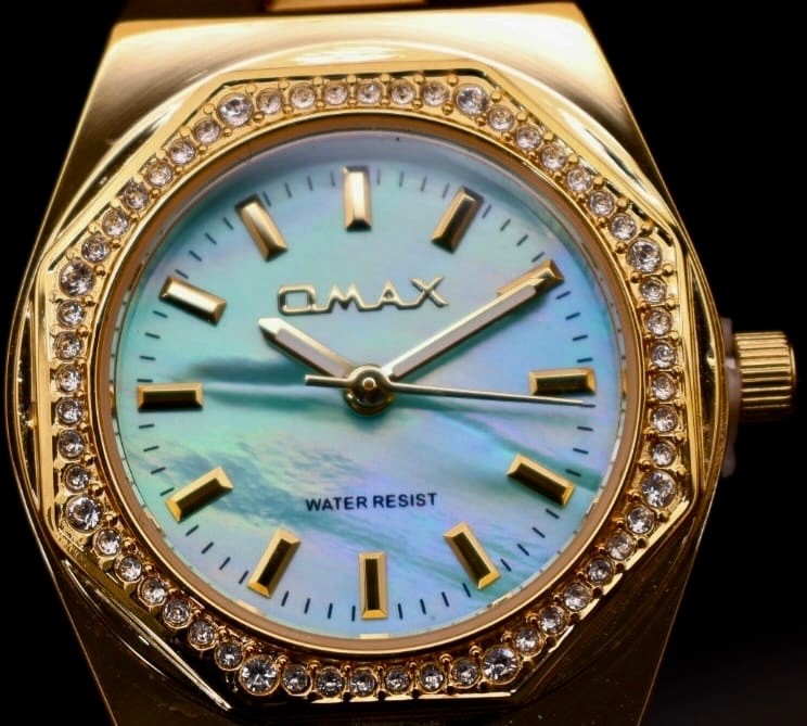 Edle Omax Damen Armband Uhr Gold Farben Damenuhr Strass IP Veredelt  NEU2