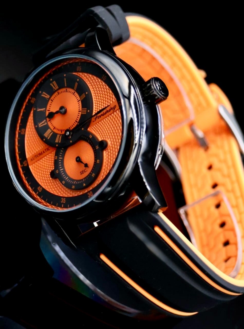 FORSINING Herren Automatik Uhr Herrenuhr Orange Schwarz sportliches Design TOP0