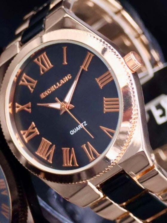 Excellanc  Damen  Armband Uhr Schwarz Rosé  Farben Damenuhr Armbanduhr2