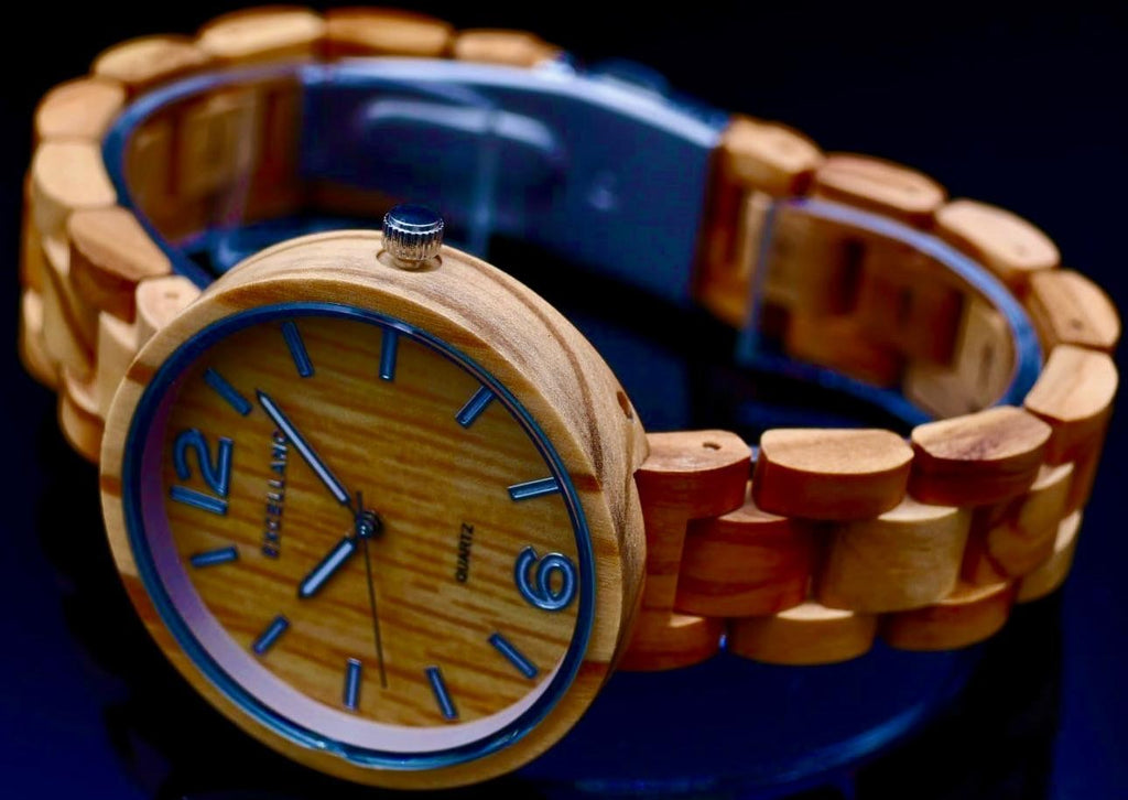 Excellanc Damen Frauen Holz Armband Uhr Braun Farben Damenuhr Olivenholz 011