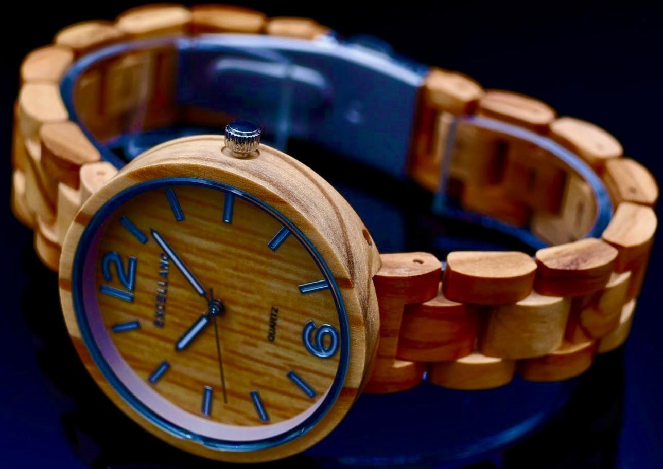 Excellanc Damen Frauen Holz Armband Uhr Braun Farben Damenuhr Olivenholz 011