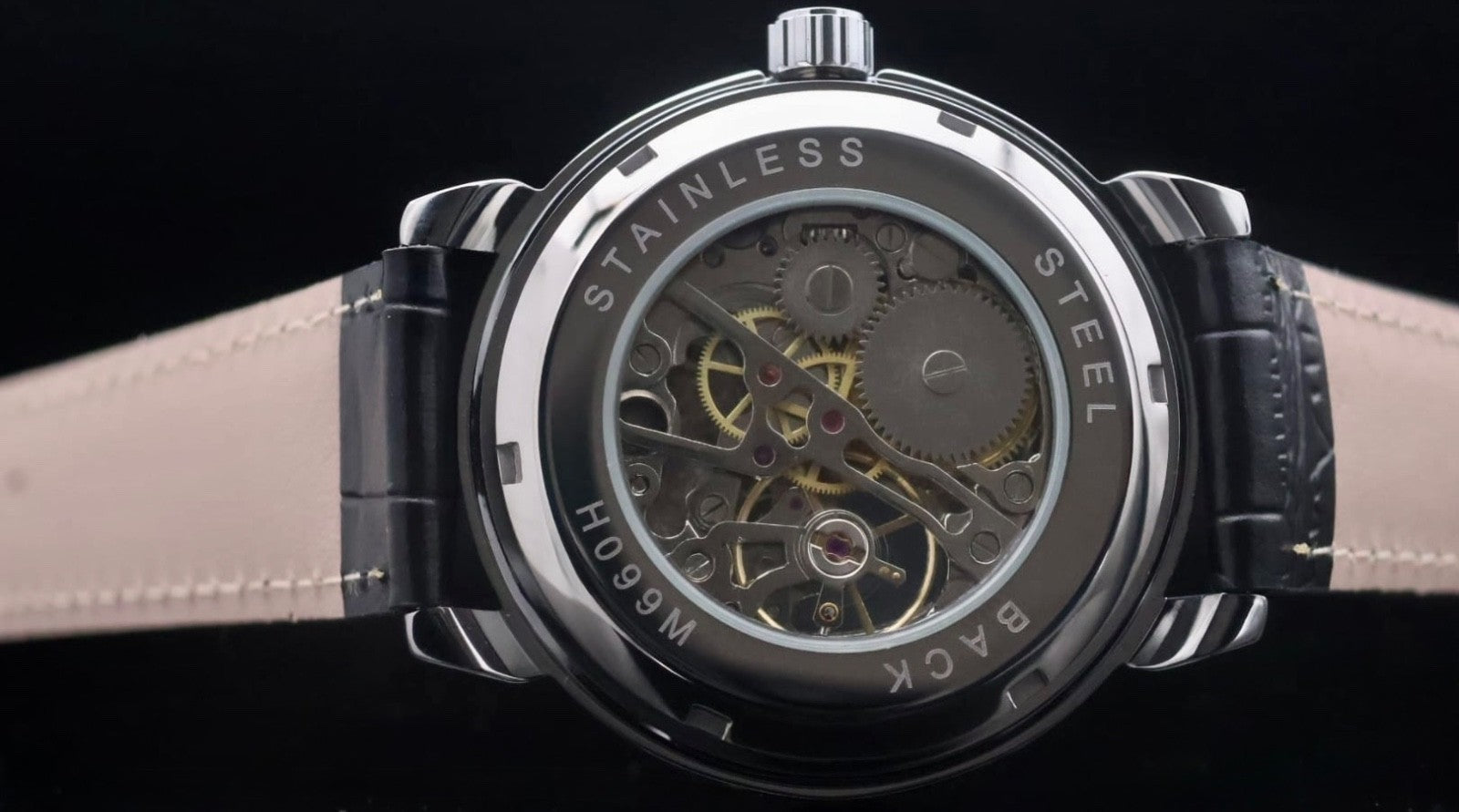 Winner Herren Automatik Uhr Armbanduhr Schwarz Farben Skelettuhr Leuchtzeiger2