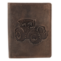 Akzent Leder Geldbörse RFID Schutz  Echtleder Portemonnaie Traktor Motiv Braun0