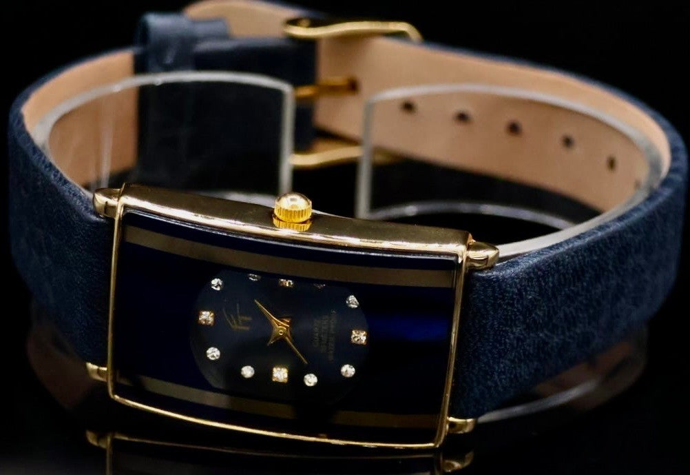 Excellanc Damen Armband Uhr Blau Gold Farben Damenuhr Mineralglas Echtleder1