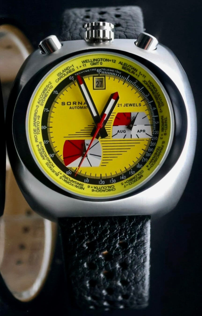 Sorna Herrenuhr Armband Automatik Uhr BULLHEAD NOS-STYLE Datum Lederband Watch0