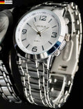 Herren Armband Männer Uhr Quarz Analog  Silber Farben NEU0