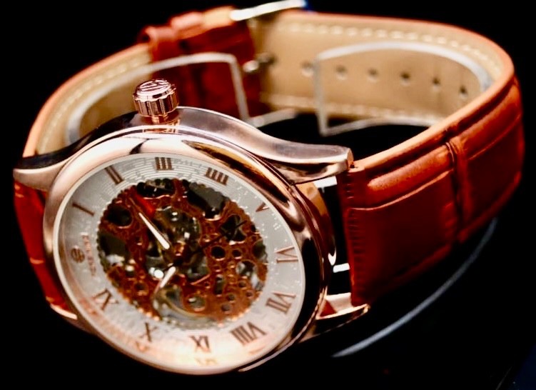 Exklusive Damen Frauen Automatik Uhr Damenuhr sichtbares Uhrwerk  mit Lederband1