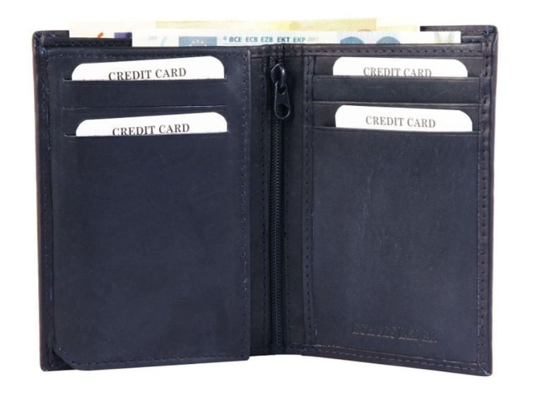 Excellanc Unisex Leder Portemonnaie Geldbeutel Portmonee Echtleder Dunkelblau 12