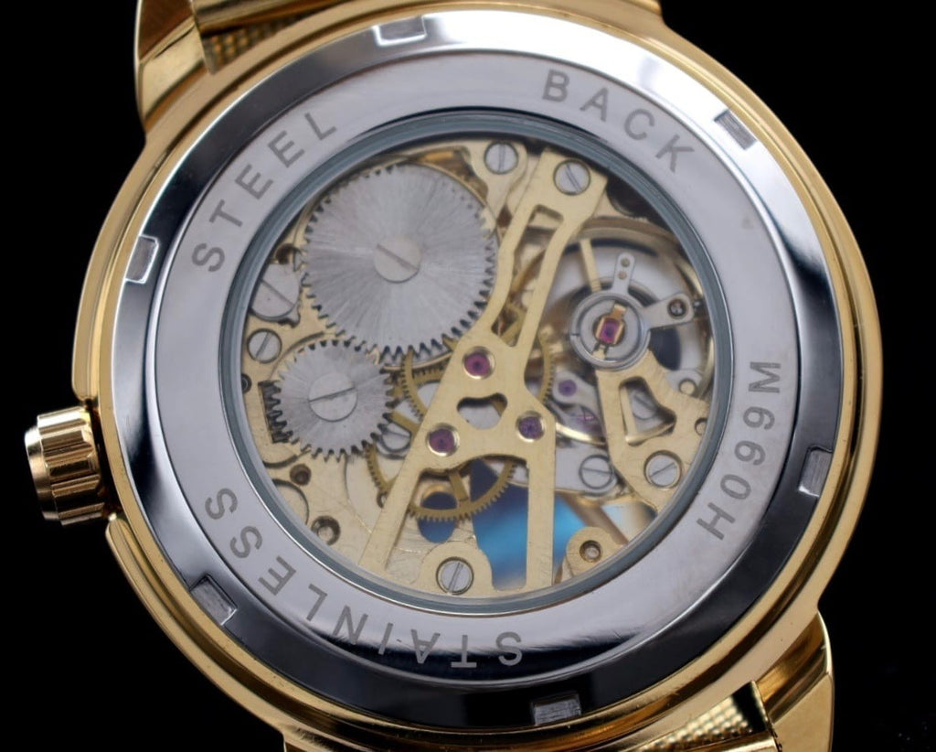 Winner Herren Gold Handaufzug Mechanisch Melanaise Armband Skelett Uhr Neu2