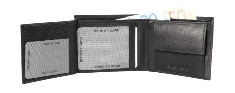 Akzent Basic Leder Portmonee Geldbörse Echtleder Geldbeutel  Schwarz Unisex Neu2