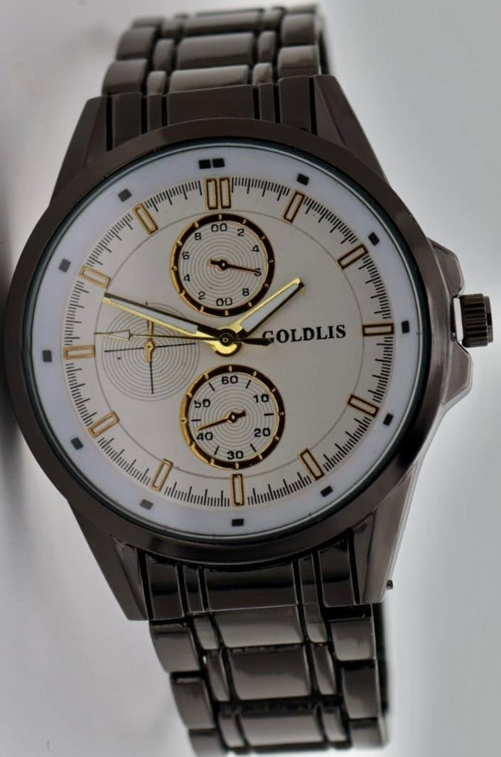 Herren Armband Uhr Schwarz Weißes Ziffernblatt Analog Quarz 42mm Elegant NEU0