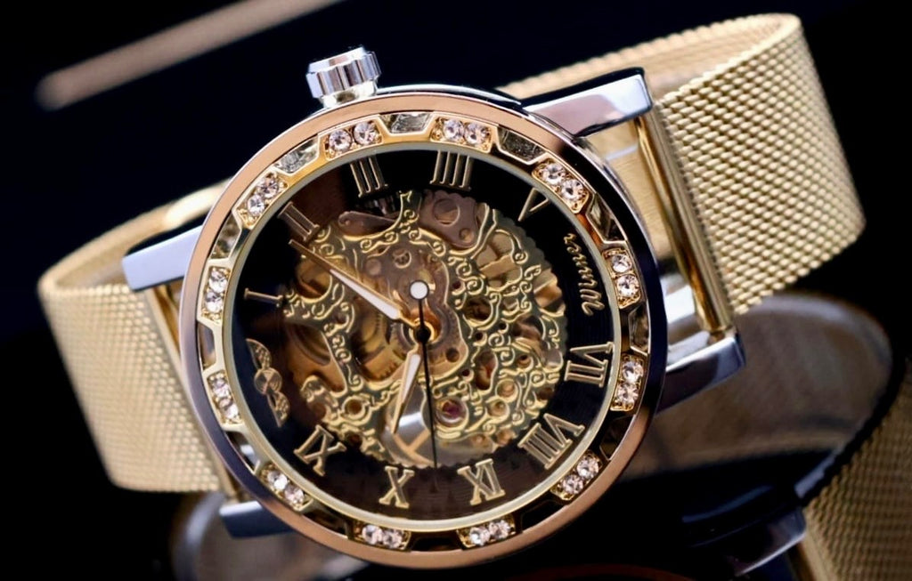 WINNER - HERREN - UHR - MECHANISCH - HANDAUFZUG - MESHBAND - GOLD - 42MM0