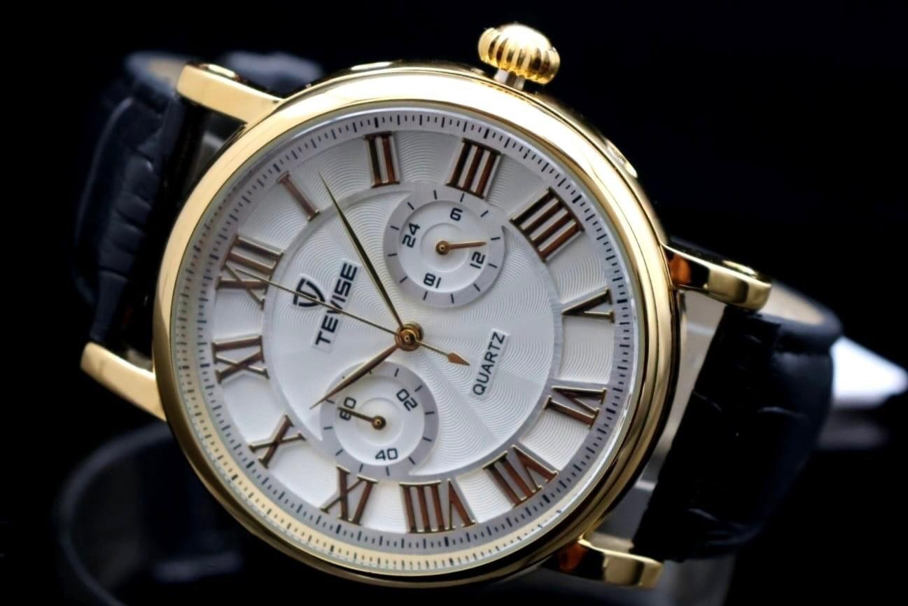 TEVISE - QUARZ - ARMBAND - UHR - LEDER - 24H ANZEIGE - 44MM- NEU1